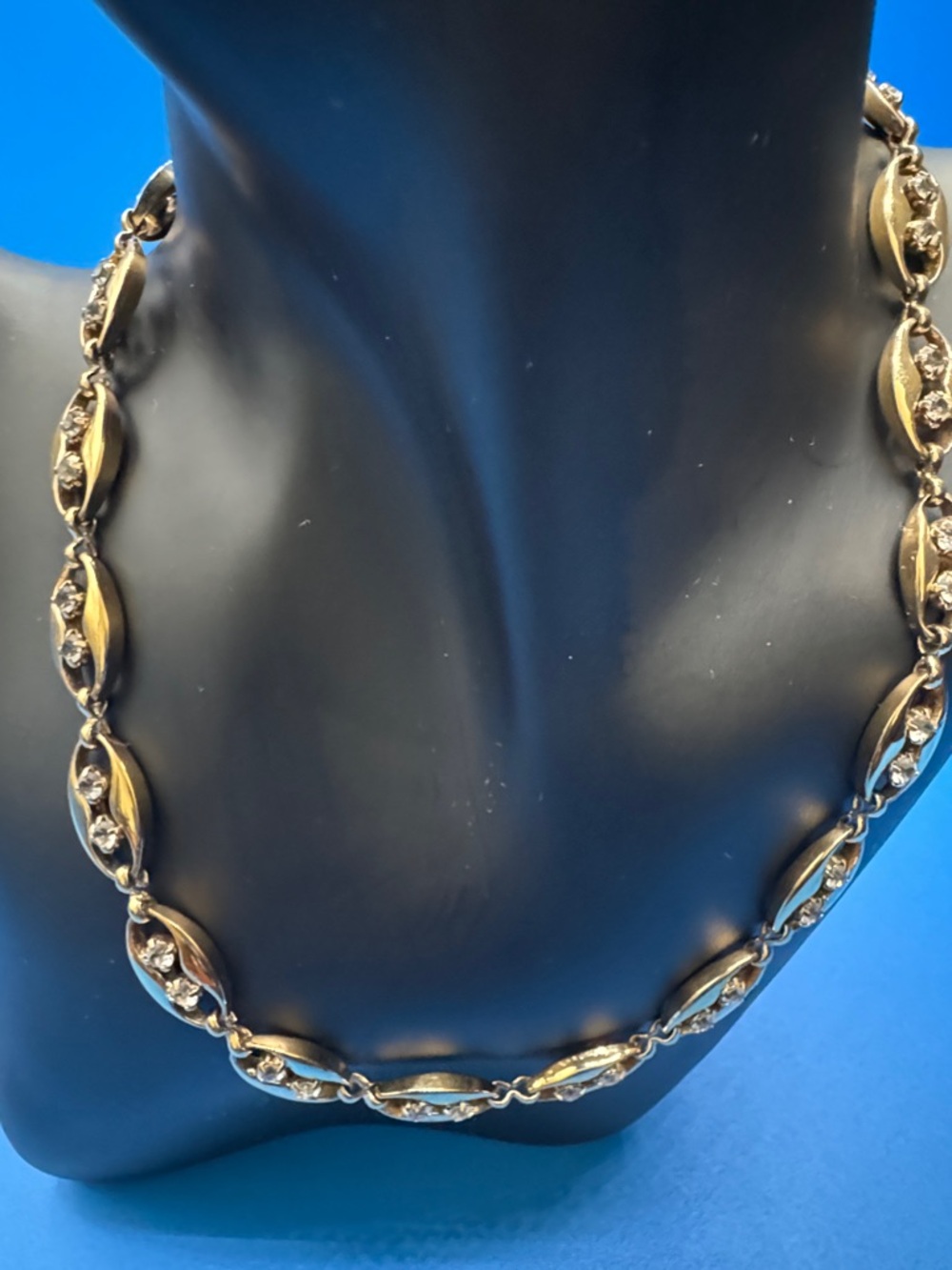 Givenchy Gold-Tone Linked Necklace with Clear Crystal Details
